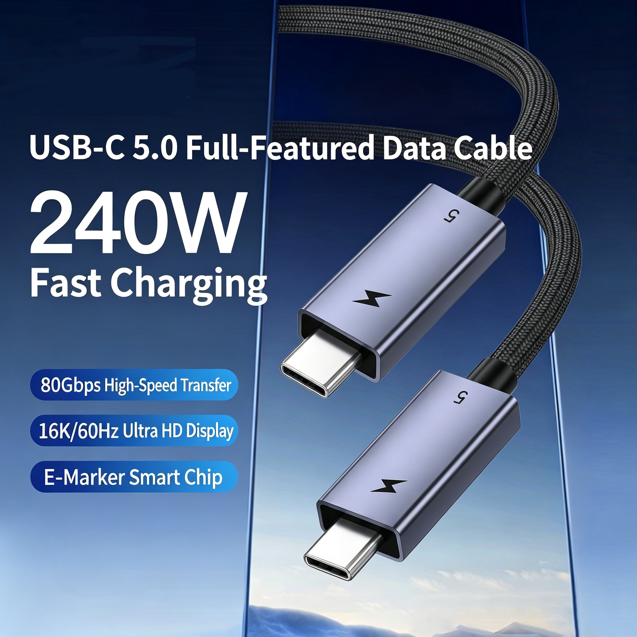 USB5 240W 80Gbps 16K USB-C Cable - Image 5