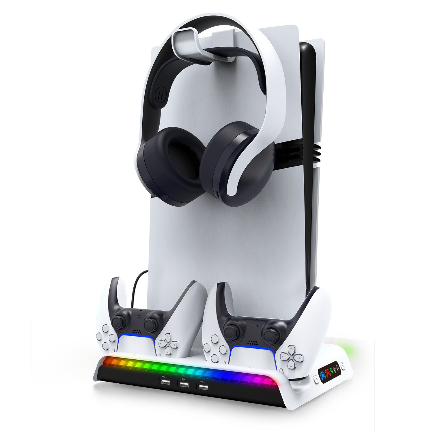 PS5 Pro/Slim Multi-Function RGB Cooling Dual Controller Charger & Headset Holder - Image 2
