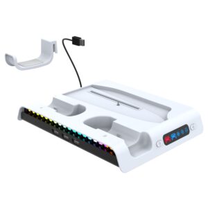 PS5 Pro/Slim Multi-Function RGB Cooling Dual Controller Charger & Headset Holder