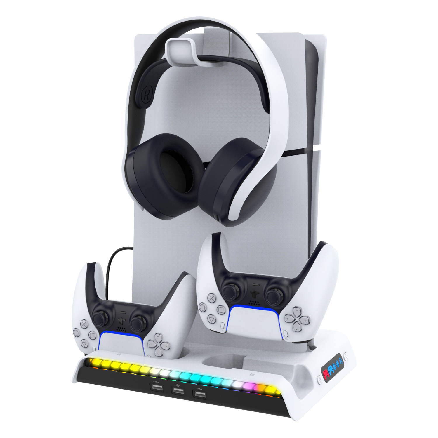 PS5 Pro/Slim Multi-Function RGB Cooling Dual Controller Charger & Headset Holder - Image 8
