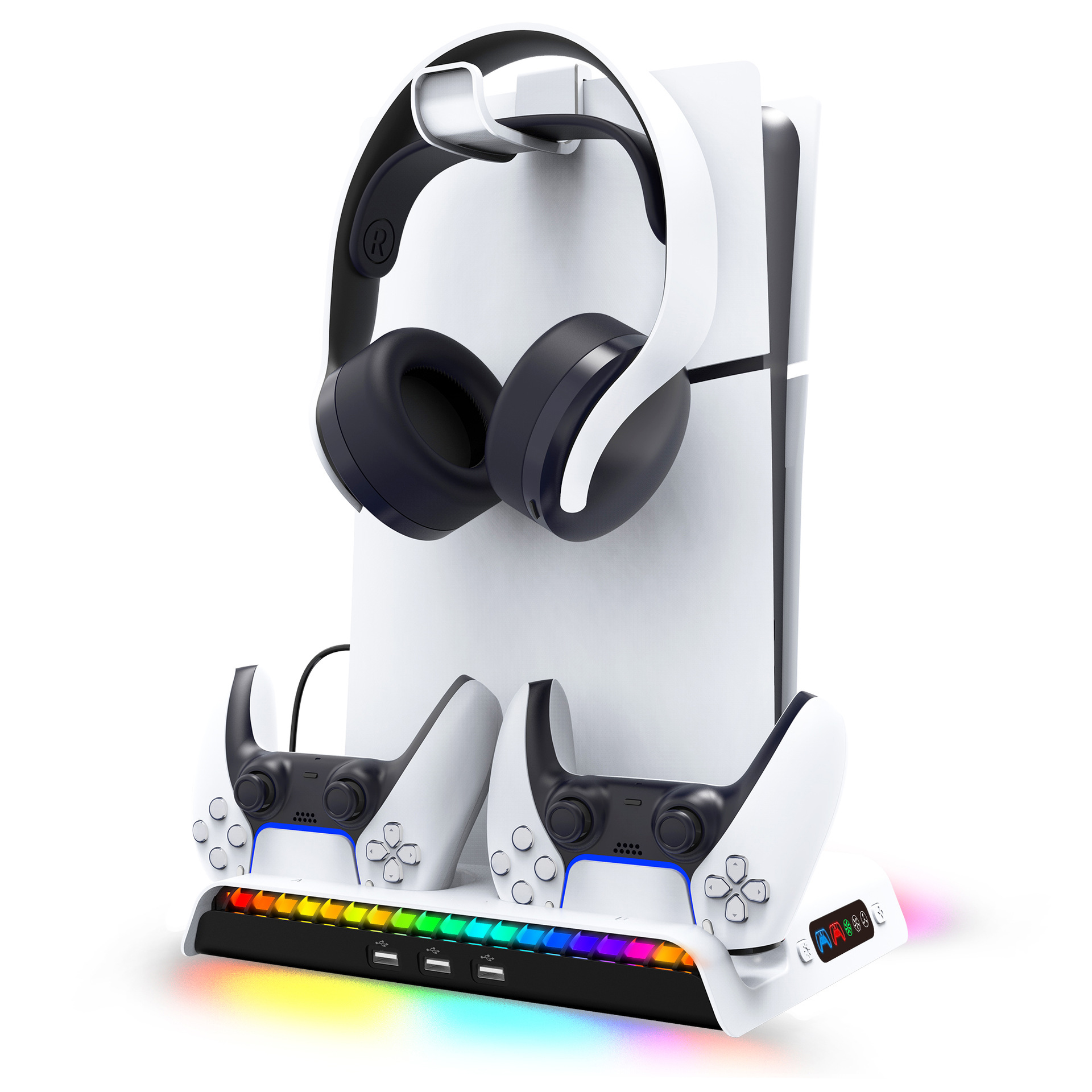 PS5 Pro/Slim Multi-Function RGB Cooling Dual Controller Charger & Headset Holder - Image 9